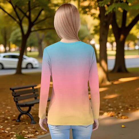 قمصان Teen Long Sleeve Tee Crewneck Crewneck Tops & Blouses Tie Dise Dye Summer Silver in Saudi Arabia