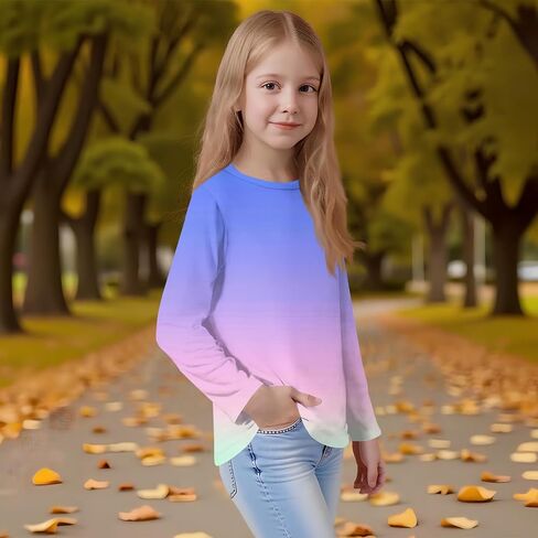 قمصان Teen Long Sleeve Tee Crewneck Crewneck Tops & Blouses Tie Dise Dye Summer Silver in Kuwait