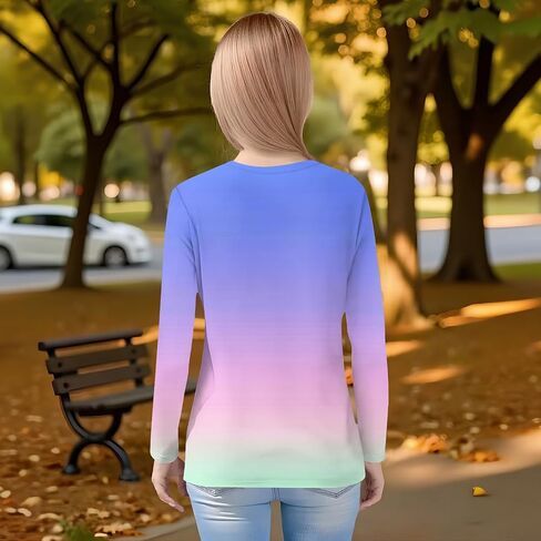 قمصان Teen Long Sleeve Tee Crewneck Crewneck Tops & Blouses Tie Dise Dye Summer Silver in Kuwait