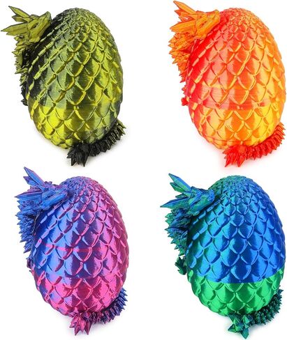 4Pcs 3D Printed Dragon Eggs, 8.66Inch Crystal Dragon in Dragon Egg, Dragon Eggs with Dragon Inside, Home Office Decor, Relief Anxiety, Fidget Dragon, Best Gifts in Saudi Arabia
