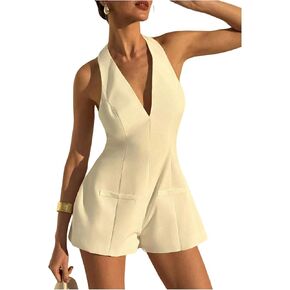 Floerns Women's Elegant Sleeveless Jumpsuit Halter Neck Backless Dressy Rompers in Saudi Arabia