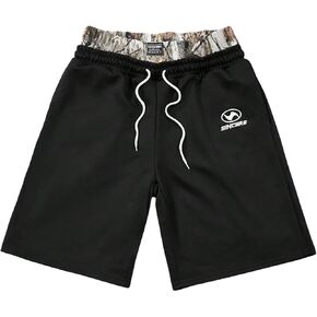 Men's Y2K Washed Shorts Graphic Print Distressed Summer Track Shorts Streetwear Black Camo Small in Kuwait