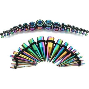 36 Pcs Ear Stretching Kit, 14G-00G Ear Gauges Expander Sets Tapers Plugs Eyelets Implant Grade Steel Tapers and Plugs - Eyelet Body Piercing Jewelry in Saudi Arabia