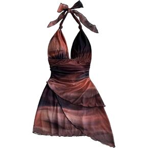 Verdusa Women's Plus Size Dresses Cocktail Halter Ombre Backless Layered Asymmetrical Dress in Saudi Arabia