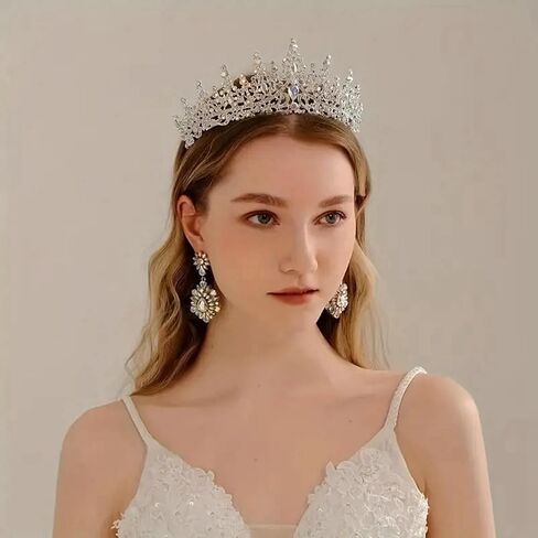 Astrue Crystal Crown و Tiara للنساء - عصابة رأس الراين للفتيات الأميرة ، إكسسوارات شعر الزفاف لحفلات الزفاف عيد ميلاد in Kuwait
