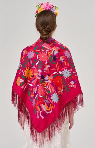 YHDDYG 2 Pcs Frida khalo Fuchsia Flower Headband and Women’s Tassel Shawl Wrap Mexican Style Ethnic Shawl Party N3 in Kuwait