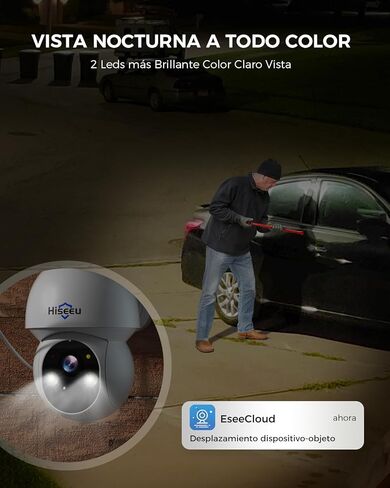 Hiseeu Solar Security Camera Outdoor,4MP Cameras,Wireless Home Security Cameras System,Color Night Vision,Solar-Powered, 2.4G/5G WiFi, 360° Pan & Tilt,500GB HDD,No Subscription in Kuwait