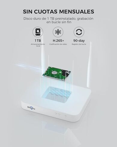 Hiseeu Solar Security Camera Outdoor,4MP Cameras,Wireless Home Security Cameras System,Color Night Vision,Solar-Powered, 2.4G/5G WiFi, 360° Pan & Tilt,500GB HDD,No Subscription in Kuwait