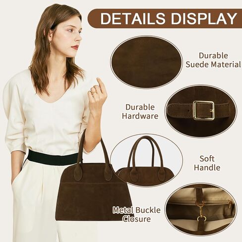 Suede Tote Bag for Women,Women's Suede Purse Vintage Top Handle Bag,Fashion Shoulder Satchel Bag for Office Travel in Saudi Arabia