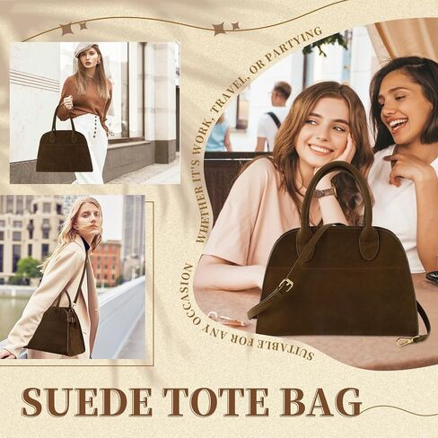 Suede Tote Bag for Women,Women's Suede Purse Vintage Top Handle Bag,Fashion Shoulder Satchel Bag for Office Travel in Saudi Arabia