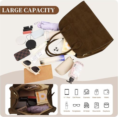 Suede Tote Bag for Women,Women's Suede Purse Vintage Top Handle Bag,Fashion Shoulder Satchel Bag for Office Travel in Saudi Arabia