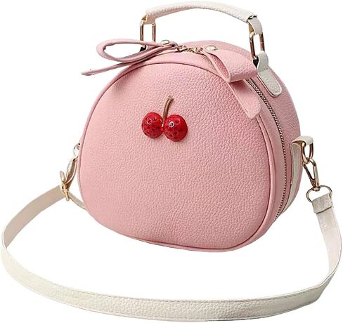 PU Leather Crossbody Bag Cute Shoulder Messenger Bag Cherry Print Purse with Adjustable Strap Handbags for Women in Kuwait