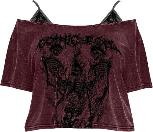 Soly Hux Women's Plus Goth Goth Conder Thirtts Tees Graphic Tees Short Soulde Brose Tops in Saudi Arabia