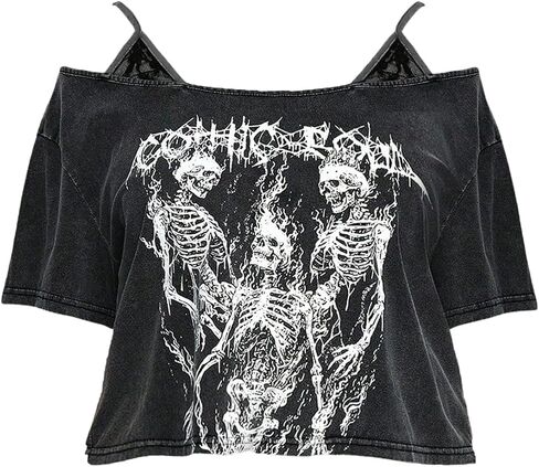 Soly Hux Women's Plus Goth Goth Conder Thirtts Tees Graphic Tees Short Soulde Brose Tops in Kuwait