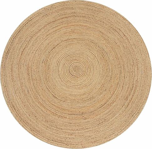 HUAHOO Jute Rug - Natural Hand Woven Jute Area Rug, 2' Round Rugs for Outdoor and Indoor, Farmhouse Rug for Dining Room Kitchen, Living Area, Under Table (Natural, 2ft Round) in Kuwait