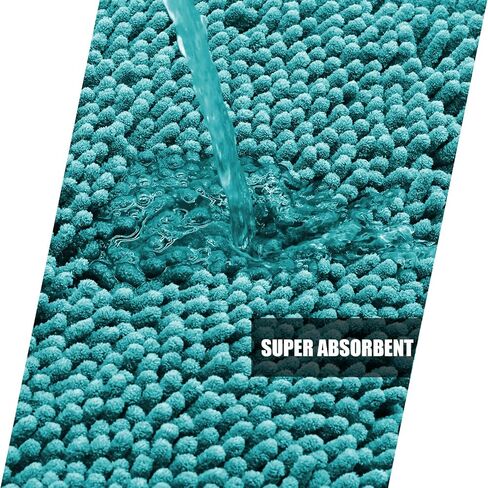 Bathroom Rugs Mat 24x17 Non Slip Chenille Bath Mats Bath Rugs for Bathroom Shower Teal in Saudi Arabia