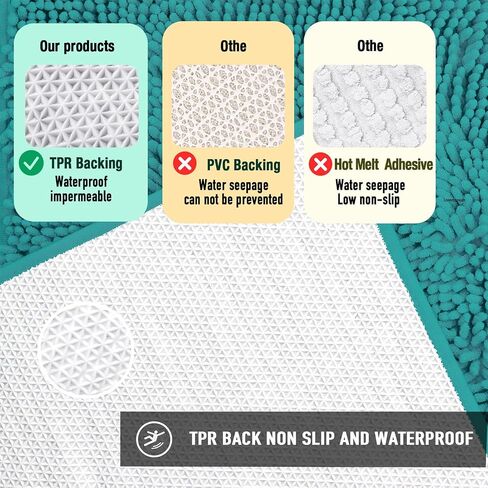 Bathroom Rugs Mat 24x17 Non Slip Chenille Bath Mats Bath Rugs for Bathroom Shower Teal in Saudi Arabia