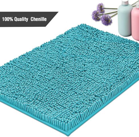 Bathroom Rugs Mat 24x17 Non Slip Chenille Bath Mats Bath Rugs for Bathroom Shower Teal in Saudi Arabia