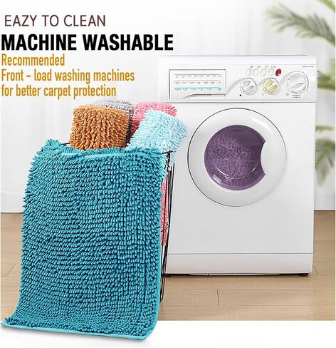 Bathroom Rugs Mat 24x17 Non Slip Chenille Bath Mats Bath Rugs for Bathroom Shower Teal in Saudi Arabia