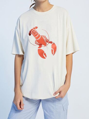 Oversized Graphic Tees for Women Y2k Short Sleeve Ocean/Shark Baggy Shirt Cute Crewneck Aesthetic Preppy Clothes in Saudi Arabia