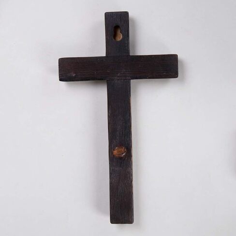 Ewer 11 Inch Wall Mounted Jesus Cross Rustic Wooden Cross Wall Decor Solid Wood Black Holy Jesus Cross Home Weddings Party Meditation Gift Decoration in Saudi Arabia