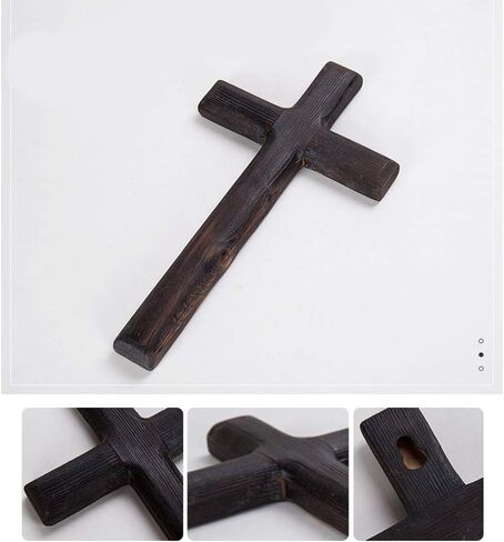 Ewer 11 Inch Wall Mounted Jesus Cross Rustic Wooden Cross Wall Decor Solid Wood Black Holy Jesus Cross Home Weddings Party Meditation Gift Decoration in Saudi Arabia