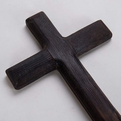 Ewer 11 Inch Wall Mounted Jesus Cross Rustic Wooden Cross Wall Decor Solid Wood Black Holy Jesus Cross Home Weddings Party Meditation Gift Decoration in Saudi Arabia