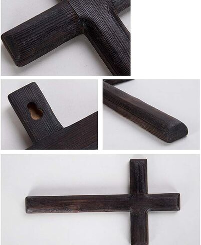 Ewer 11 Inch Wall Mounted Jesus Cross Rustic Wooden Cross Wall Decor Solid Wood Black Holy Jesus Cross Home Weddings Party Meditation Gift Decoration in Saudi Arabia