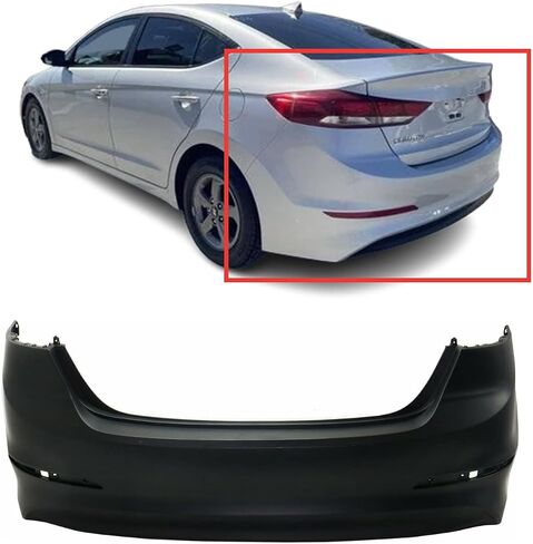 FitParts Compatible with Rear Bumper Cover Fascia 2017-2018 Hyundai Elantra Korea ECO GL GLS L LE Limited Sedan 17-18. New Primed Without Sensor Holes. 86611F2000 HY1100223 in Saudi Arabia