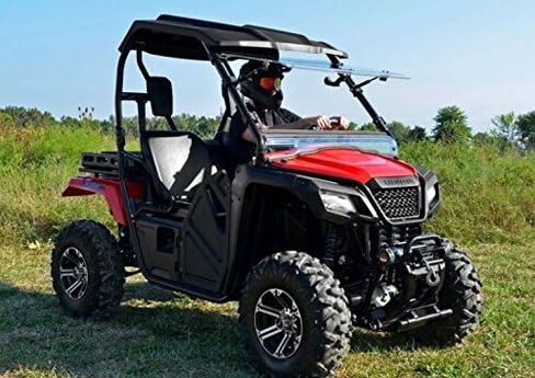 SuperAtv Heavy Duty المقاومة للخدش الزجاجية لعام 2015+ Honda Pioneer 500/520 ، المصنوع من 1/4 بوصة من البولي المغلفة الصلبة ، ويأتي مسبقا ، يمكن إغلاقها أو تنفيسها أو فتحها بالكامل ، الولايات المتحدة الأمريكية مصنوعة in Saudi Arabia