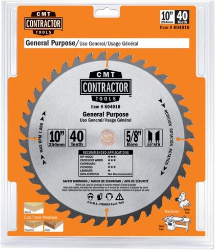 CMT K06007 ITK Contractor Ultra Finish Saw Blade, 7-1/4 x 60 Teeth, 10° ATB with 5/8-Inch<> bore in Saudi Arabia