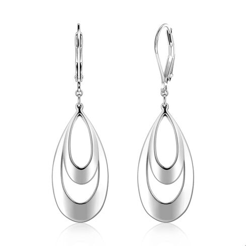 Alexcraft 925 Sterling Silver & 14K Gold Plated Teardrop Dangle Earrings Double Teardrop Leverback Dangle أقراط للنساء in Kuwait