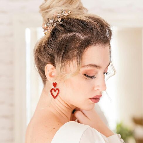 Glitter Heart Earrings Acrylic Double Heart Dangle Earrings for Women Mother Valentines Jewelry Gift for Girlfriend Wife Sister in Saudi Arabia