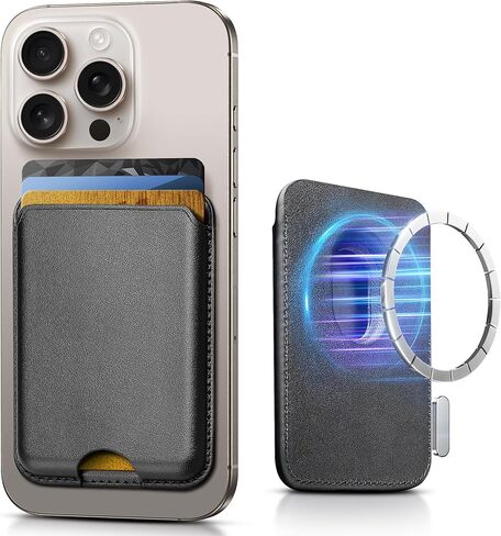 محفظة مغناطيسية لـ iPhone 16/15/14/13/12 سلسلة | حامل بطاقة المغناطيس N52 مع حظر RFID | ملحق محفظة الهاتف النحيف من الجلد (ثلج أبيض) in Kuwait