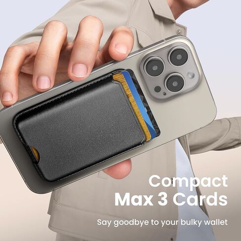 محفظة مغناطيسية لـ iPhone 16/15/14/13/12 سلسلة | حامل بطاقة المغناطيس N52 مع حظر RFID | ملحق محفظة الهاتف النحيف من الجلد (ثلج أبيض) in Kuwait