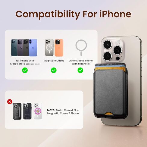 محفظة مغناطيسية لـ iPhone 16/15/14/13/12 سلسلة | حامل بطاقة المغناطيس N52 مع حظر RFID | ملحق محفظة الهاتف النحيف من الجلد (ثلج أبيض) in Kuwait