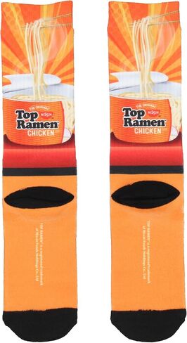 Bioworld Nissin Top Ramen Socks Men's Socks The Original Noodle Lunch Design Sublimated Adult Mid-Calf Novelty Crew Socks in Saudi Arabia