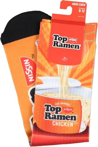 Bioworld Nissin Top Ramen Socks Men's Socks The Original Noodle Lunch Design Sublimated Adult Mid-Calf Novelty Crew Socks in Saudi Arabia