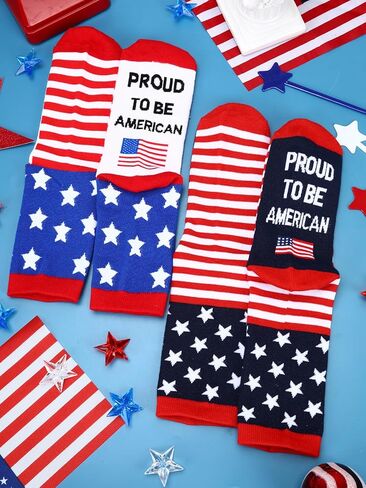 2 Pairs American USA Flag Socks Proud to Be An American Socks Funny Crew for 4th of July Gift Men Women in Saudi Arabia