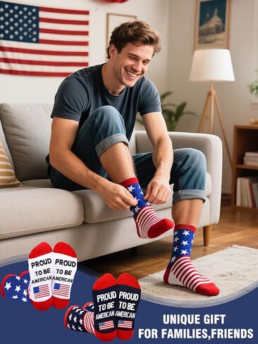 2 Pairs American USA Flag Socks Proud to Be An American Socks Funny Crew for 4th of July Gift Men Women in Saudi Arabia