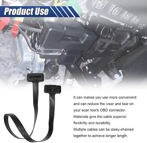 OBD2 Extension Cable, 16Pin Male to Female Flat Ribbon Extension Cord, Low Profile OBD2 Diagnostic Splitter for Scan Tool, GPS, and Code Reader (1FT/0.3M) in Saudi Arabia