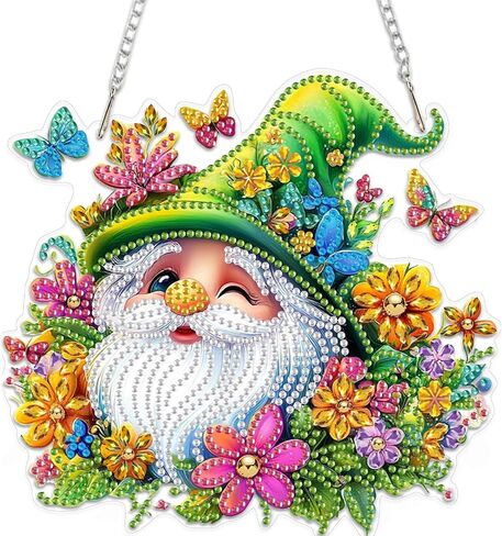 MEIYUDA Diamond Painting Kits, DIY Diamond Art Window Hanging Ornament for Adults, Butterfly and Flowers Special Shape Rhinestone Pendant, Crystal Gem Art Craft for Home Garden Wall Decor and Presents in Saudi Arabia