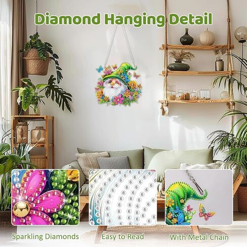 MEIYUDA Diamond Painting Kits, DIY Diamond Art Window Hanging Ornament for Adults, Butterfly and Flowers Special Shape Rhinestone Pendant, Crystal Gem Art Craft for Home Garden Wall Decor and Presents in Saudi Arabia