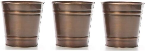 مجموعة Hosley من 3 مزهريات برونزية عتيقة/دلاء فرنسية - 5 "DIA x 5" H. هدية مثالية لحفل الزفاف والمنزل وترتيبات الأزهار المجففة وسبا وعلاج العطرية O4 in Kuwait