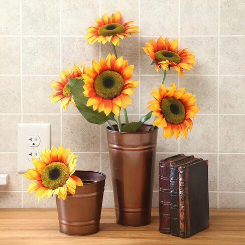 مجموعة Hosley من 3 مزهريات برونزية عتيقة/دلاء فرنسية - 5 "DIA x 5" H. هدية مثالية لحفل الزفاف والمنزل وترتيبات الأزهار المجففة وسبا وعلاج العطرية O4 in Kuwait