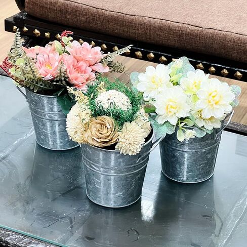 Hosley Set of 3 Antique Bronze Vases/French Buckets - 5" Dia x 5" H. Ideal Gift for Wedding, Home and for Dried Floral Arrangements, Spa and Aromatherapy Settings O4 in Saudi Arabia
