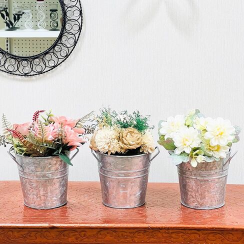 Hosley Set of 3 Antique Bronze Vases/French Buckets - 5" Dia x 5" H. Ideal Gift for Wedding, Home and for Dried Floral Arrangements, Spa and Aromatherapy Settings O4 in Saudi Arabia