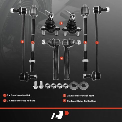 A-Premium Set of 8, Front Sway Bar Link, Lower Ball Joint, Inner Outer Tie Rod End, Compatible with Toyota Corolla 2003 2004 2005 2006 2007 2008 in Saudi Arabia
