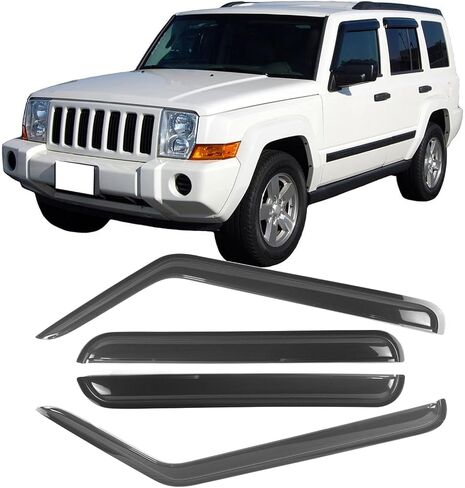 IKON MOTORSPORTS Tape On External Window Visor, Deflector Compatible with 2006-2010 Jeep Commander, Slim Tinted Acrylic in Saudi Arabia