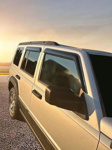 IKON MOTORSPORTS Tape On External Window Visor, Deflector Compatible with 2006-2010 Jeep Commander, Slim Tinted Acrylic in Saudi Arabia